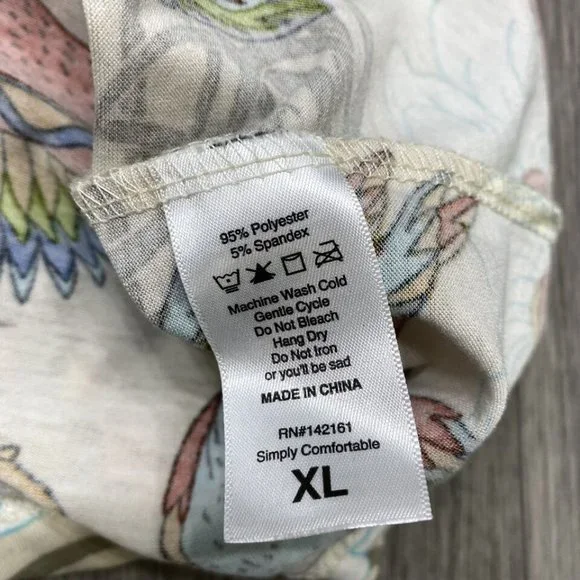 LULAROE Round Neck Short Sleeve White Bird Print T-Shirt Women's Size XL - Picture 6 of 10